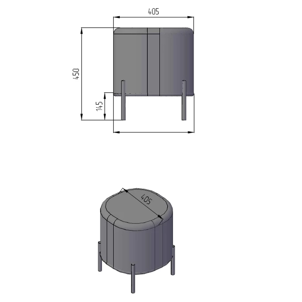 Круглый пуф на металлических ножках с обивкой из рогожки Casey Poof в Новосибирске