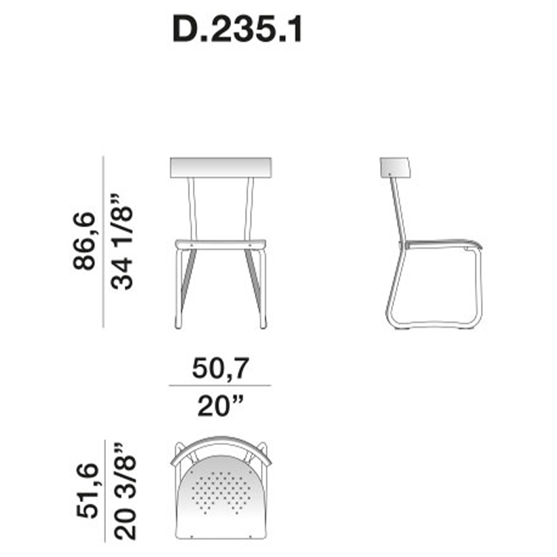 Дизайнерский стул из алюминия Gio Ponti D.235.1 Chair в Новосибирске