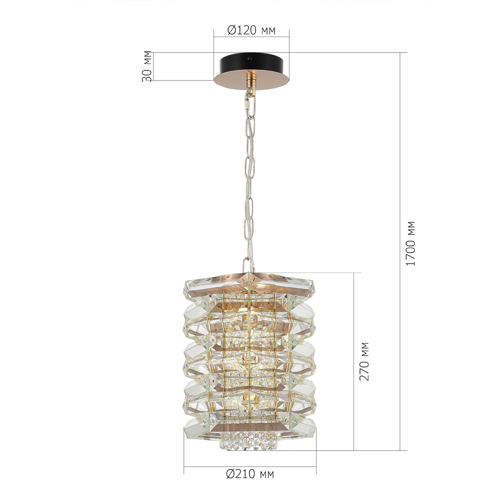 Подвесной светильник в классическом хрустальном обрамлении Light Garland в Новосибирске