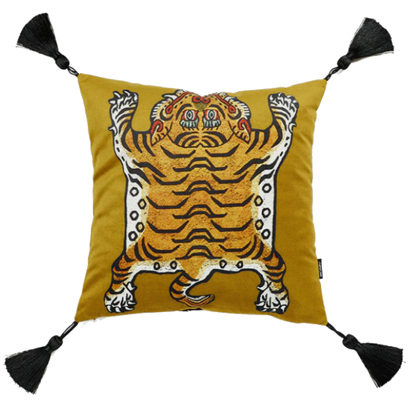 Бежевая Подушка Тибетский Тигр TIBETAN TIGER Бежевый в Новосибирске | Loft Concept 