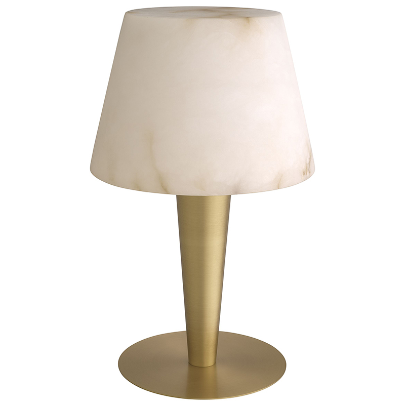 Настольная лампа Eichholtz Table Lamp Scarlette Бежевый Белый Мрамор Bianco Латунь в Новосибирске | Loft Concept 