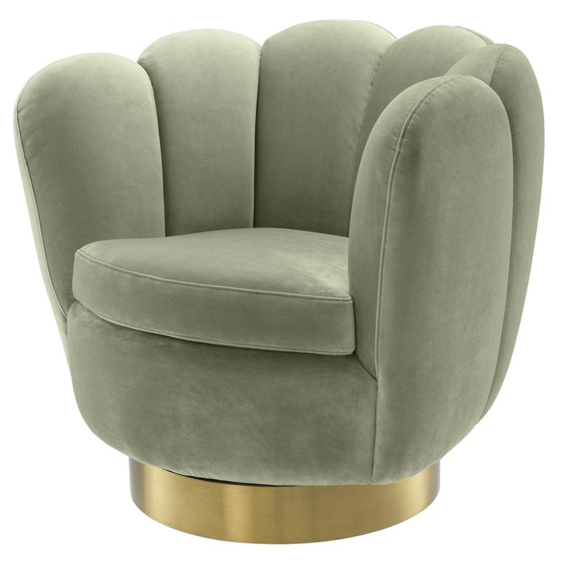 Кресло Eichholtz Swivel Chair Mirage pistache green Зеленый шалфей Матовая латунь в Новосибирске | Loft Concept 