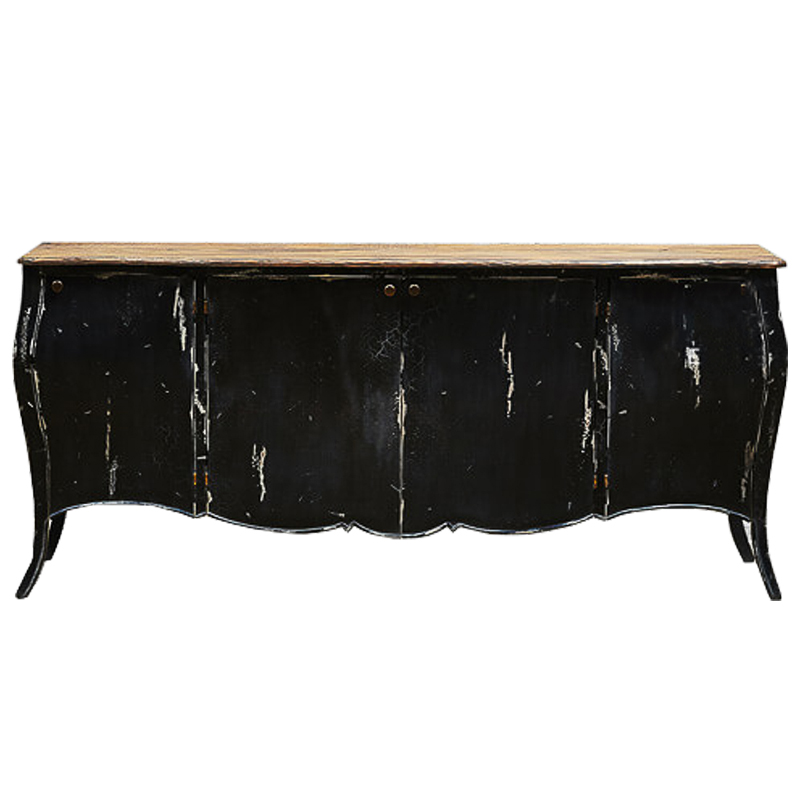 Комод длинный в стиле прованс Black Vintage Commode Черный Коричневый Винтажный черный в Новосибирске | Loft Concept 