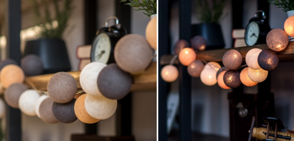 Гирлянда хлопковые фонарики Сotton Ball Clay - Loft-Concept в Новосибирске