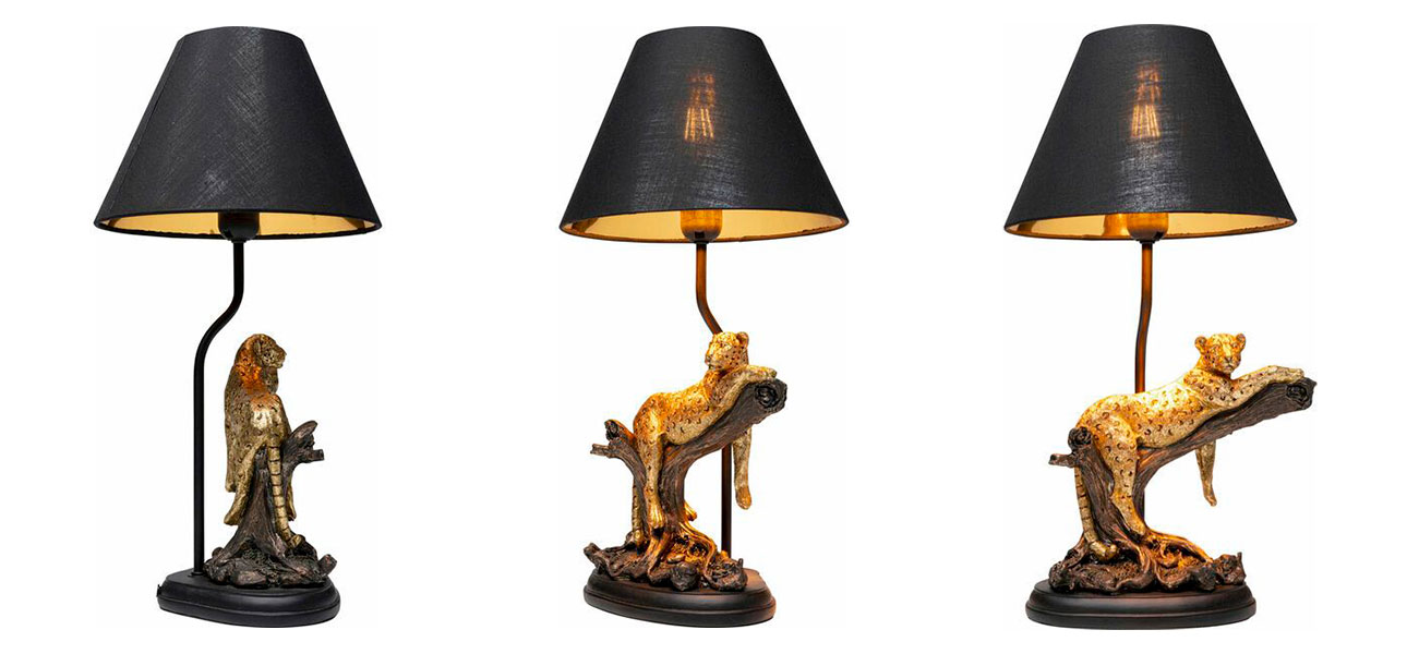 Настольная лампа черная Calm leopard - фото