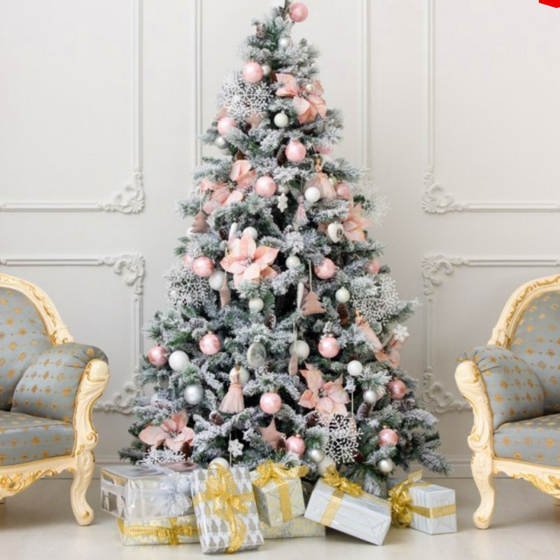 Ель Дизайнерская Розовый декор Christmas Tree Black Pink Fowers Розовый Белый Зеленый в Новосибирске | Loft Concept 