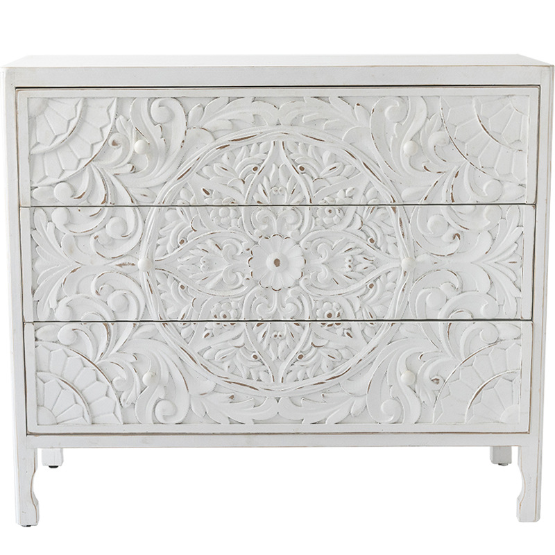 Комод с резным декорированным фасадом Matsi Provence Chest of Drawers Белый Белый в Новосибирске | Loft Concept 