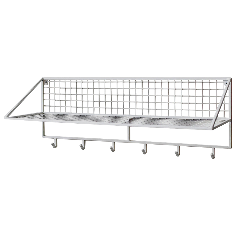 Вешалка с полкой Rhian Industrial Metal Rust Shelf White Белый в Новосибирске | Loft Concept 