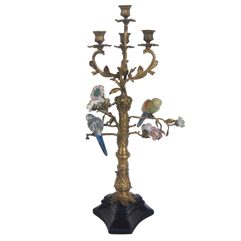 Подсвечник Parrots on a Bronze Tree Candlestick Бронза Мульти в Новосибирске | Loft Concept 