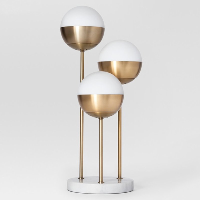 Geneva Glass Table Lamp Triple Globe Белый Латунь в Новосибирске | Loft Concept 