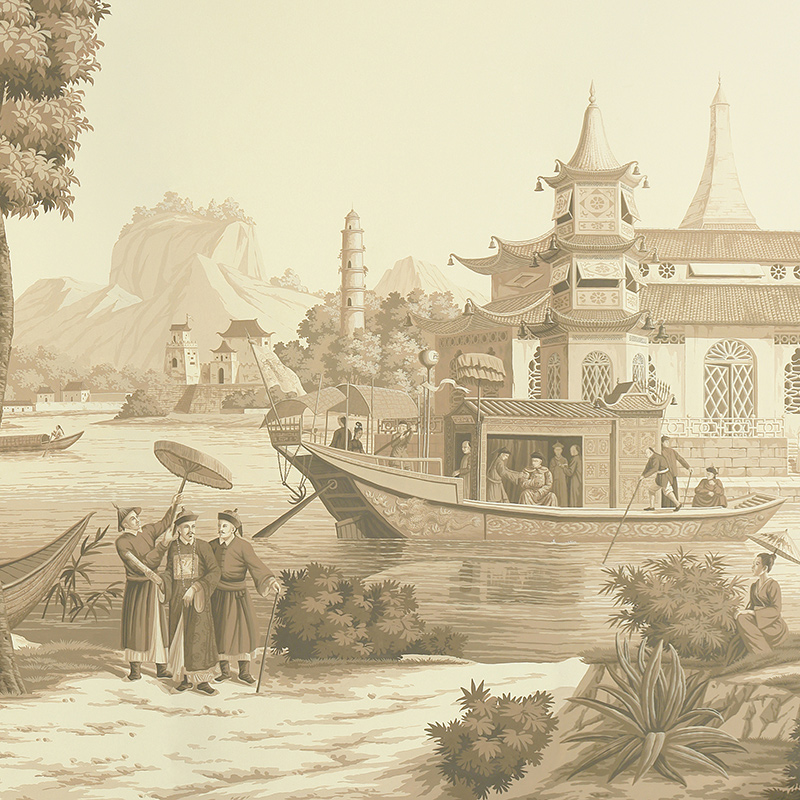 Обои ручная роспись Procession Chinoise Sepia on scenic paper  в Новосибирске | Loft Concept 