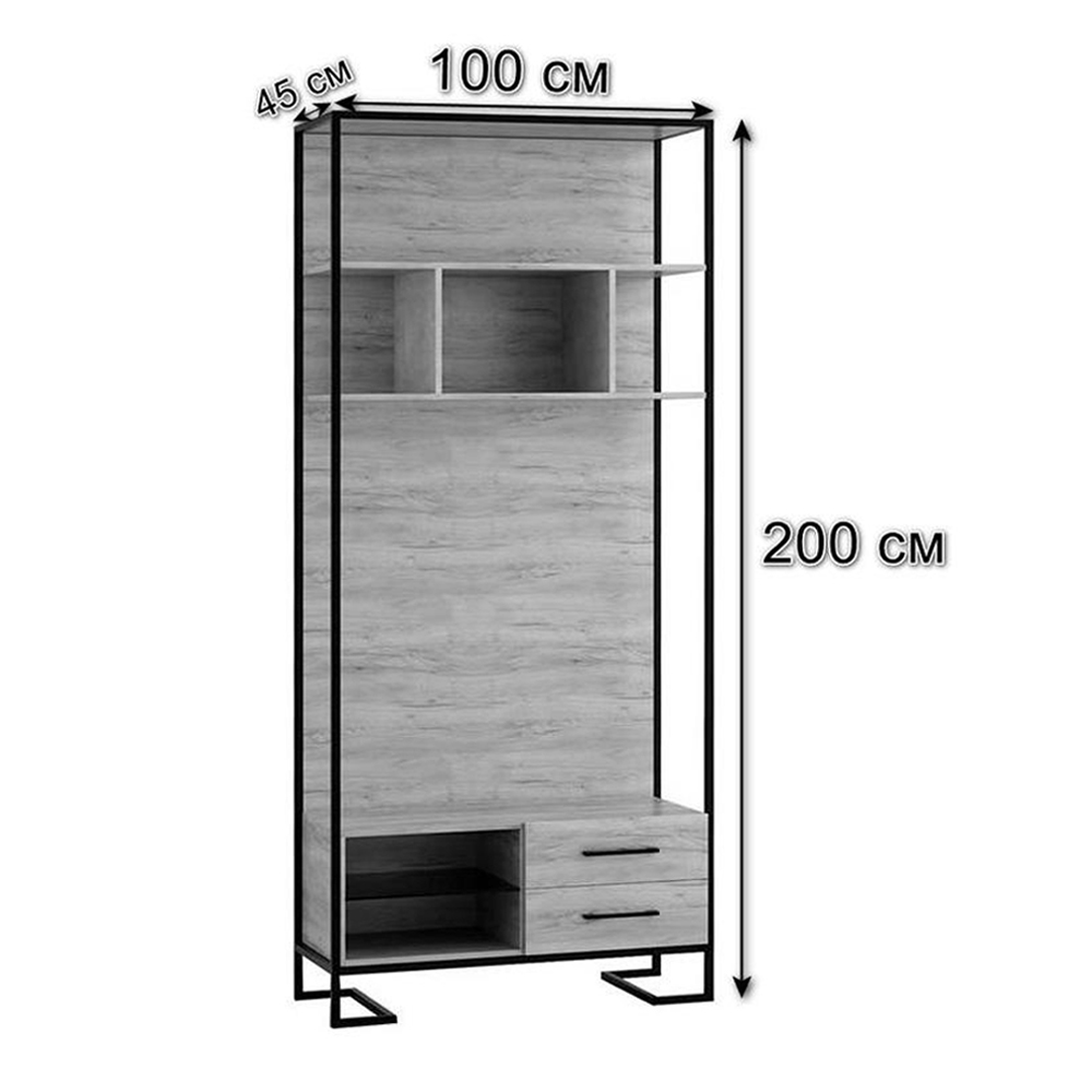 Стеллаж под TV в стиле лофт с открытыми полками и ящиками Urban Style Space в Новосибирске