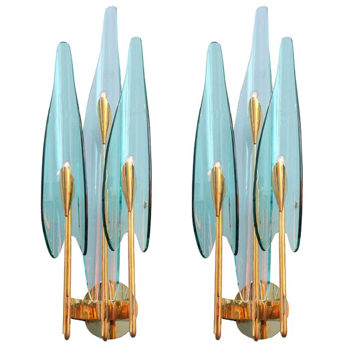 Бра Max Ingrand for Fontana Arte Sconces Золотой Синий в Новосибирске | Loft Concept 