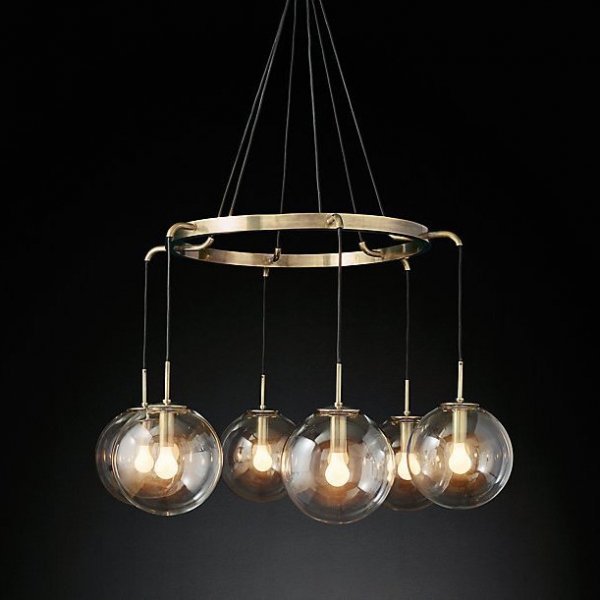 Люстра RH LANGUEDOC Round Chandelier Antique Brass Латунь в Новосибирске | Loft Concept 