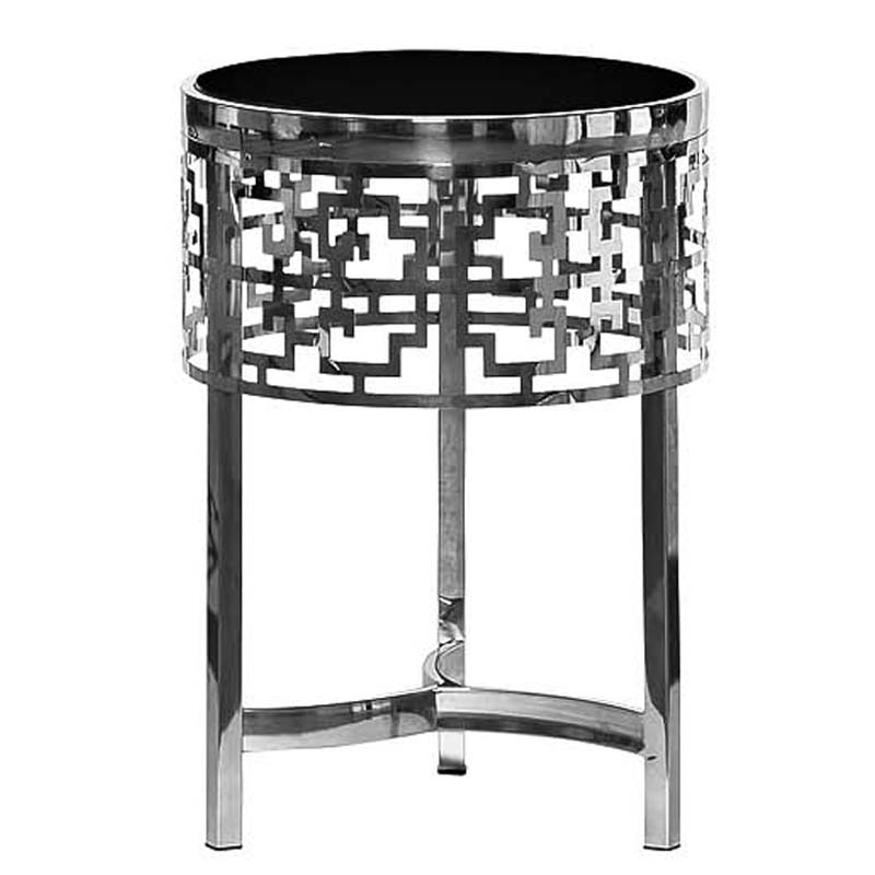 Приставной стол Yen Geometry Side Table silver 50 Серебряный в Новосибирске | Loft Concept 