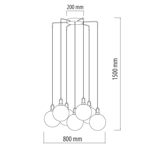 Люстра с 7-ю плафонами из прозрачного стекла в форме шара Orb Cascade  в Новосибирске