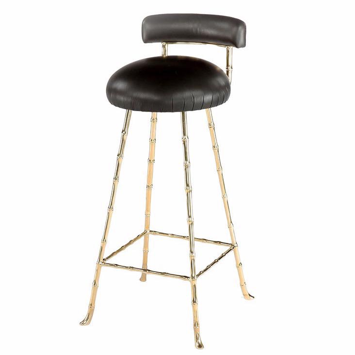 Барный стул High Upholstered Bar Stool Глянцевое золото Черный в Новосибирске | Loft Concept 