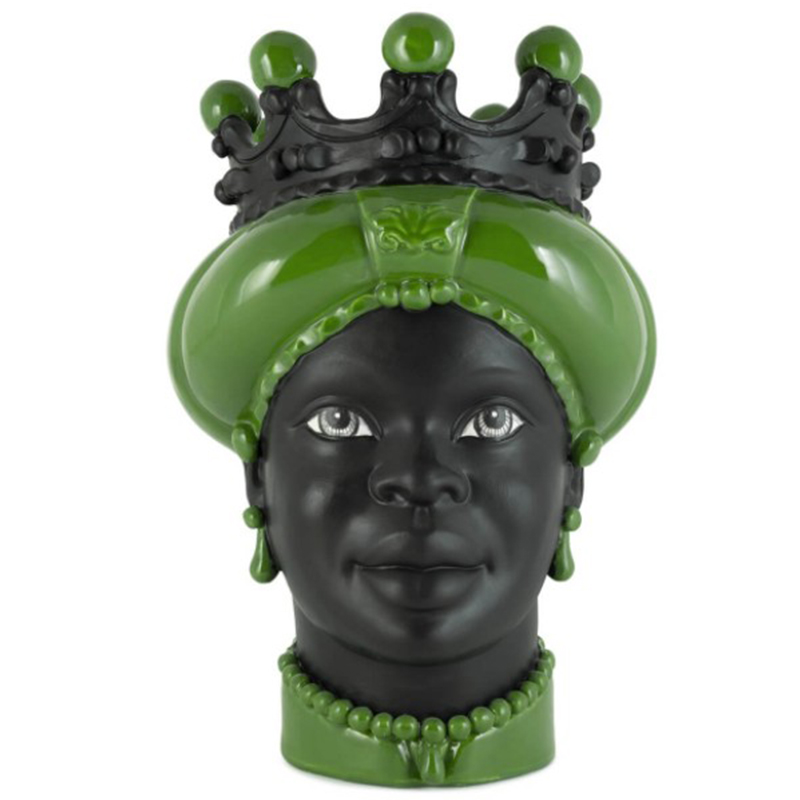 Ваза VASE MORO LADY CROWN DARK light green Черный Зеленый в Новосибирске | Loft Concept 