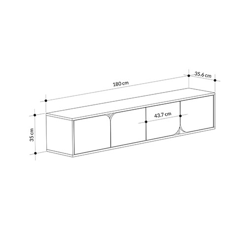 ТВ-тумба подвесная цвета древесины с 4-мя темно-серыми дверцами SPARK TV STAND OAK ANTHRACITE в Новосибирске