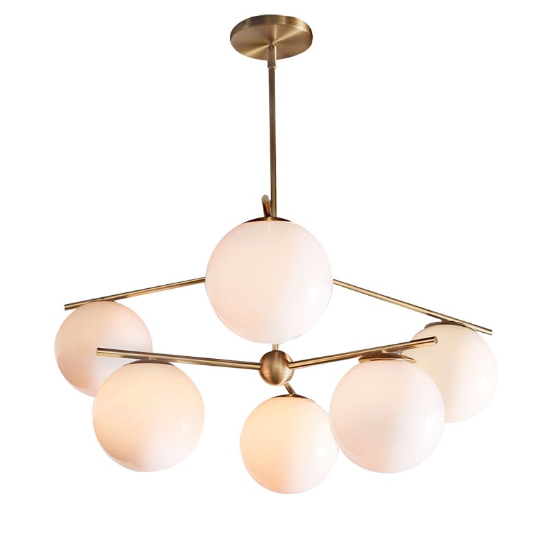 Люстра Sphere Stem 6-Light Chandelier Bronze Латунь Белый в Новосибирске | Loft Concept 