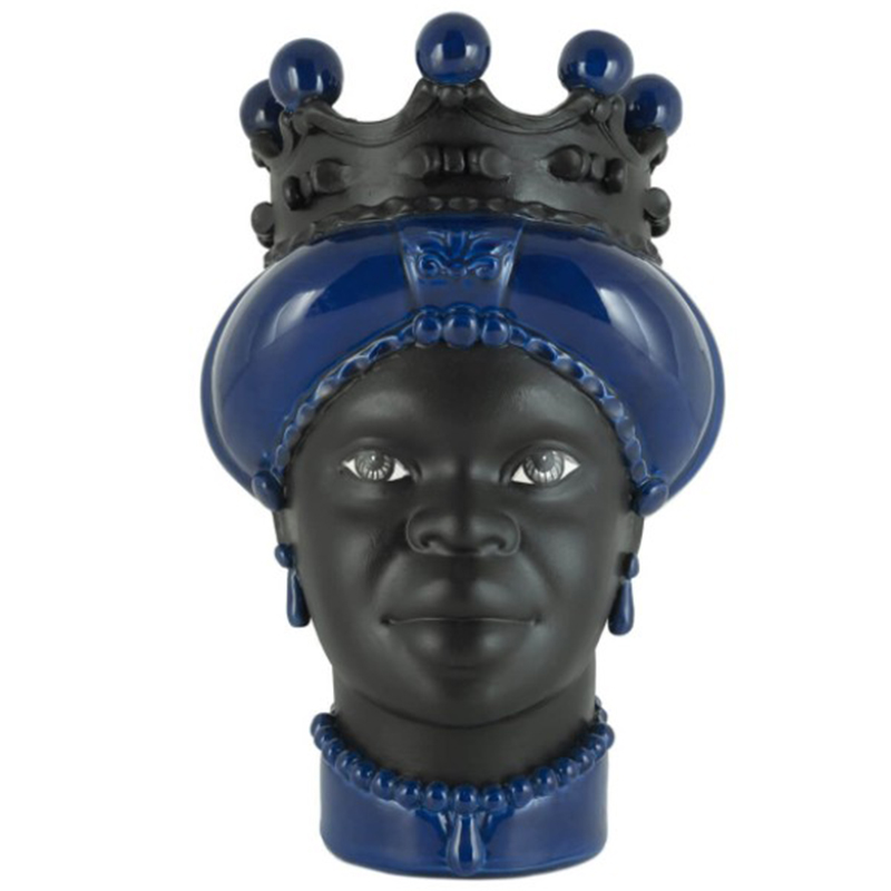 Ваза VASE MORO LADY CROWN DARK blue Черный Синий в Новосибирске | Loft Concept 