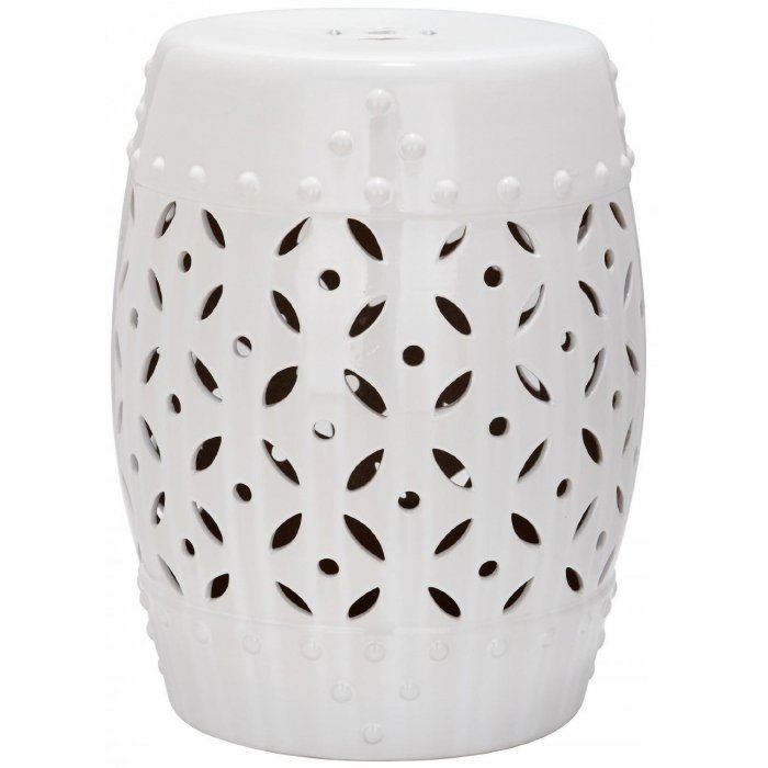 Керамический табурет Coin Lattice Garden Stool - White Белый в Новосибирске | Loft Concept 