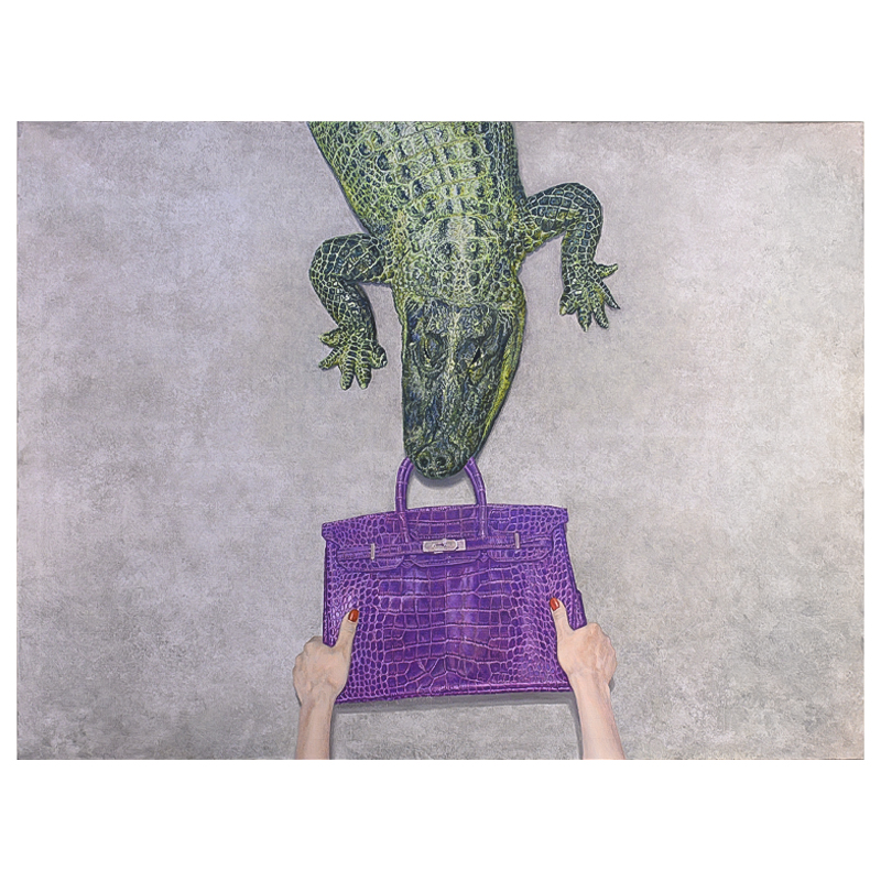 Картина Gator Birkin Hands Серый Фиолетовый Зеленый Красный в Новосибирске | Loft Concept 