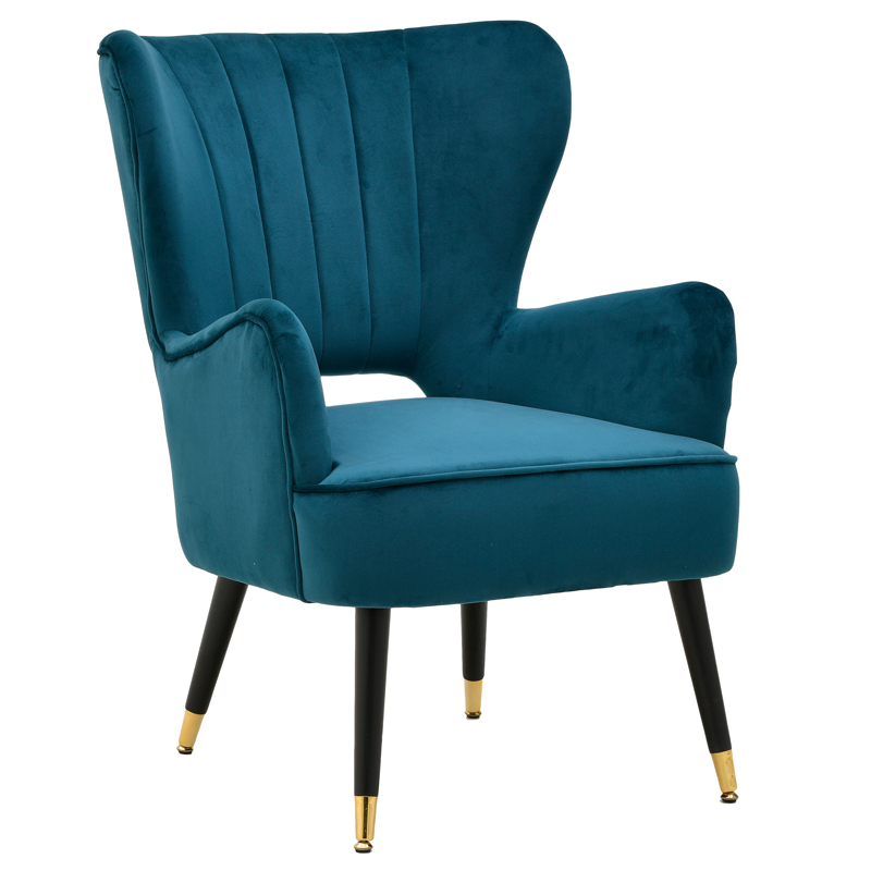 Кресло Drummond Armchairs Blue Морская синь Черный в Новосибирске | Loft Concept 