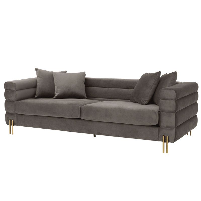 Диван Eichholtz Sofa York grey Серый Латунь в Новосибирске | Loft Concept 