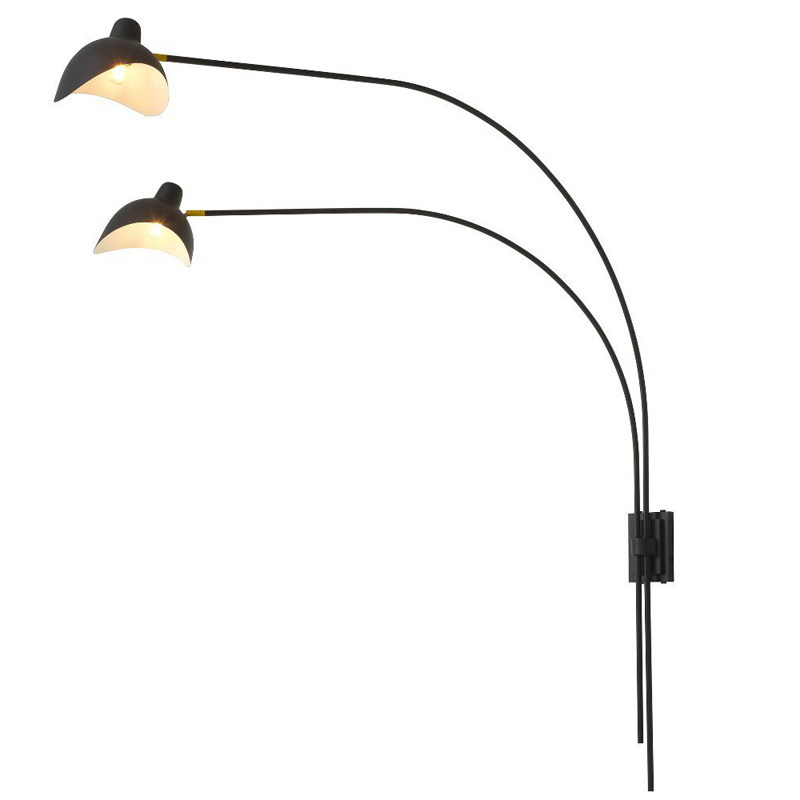 Бра Eichholtz Wall Lamp Mitch Black Черный Латунь Античная полированная в Новосибирске | Loft Concept 