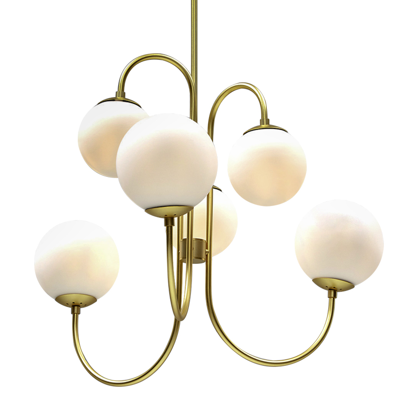 Люстра Gooseneck Pelle Gold Chandelier Белый Золотой в Новосибирске | Loft Concept 