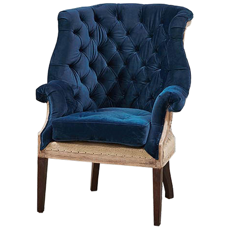 Кресло Gamilton Armchair Blue Синий Коричневый в Новосибирске | Loft Concept 