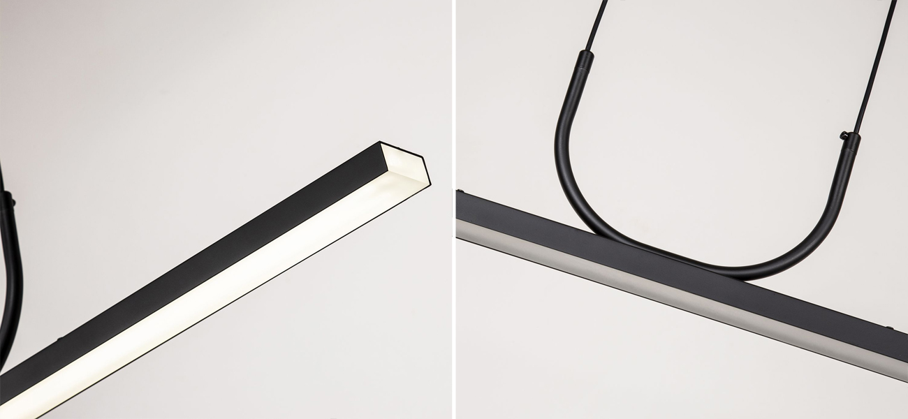 Минималистичная черная люстра Trumpet tube - фото №1