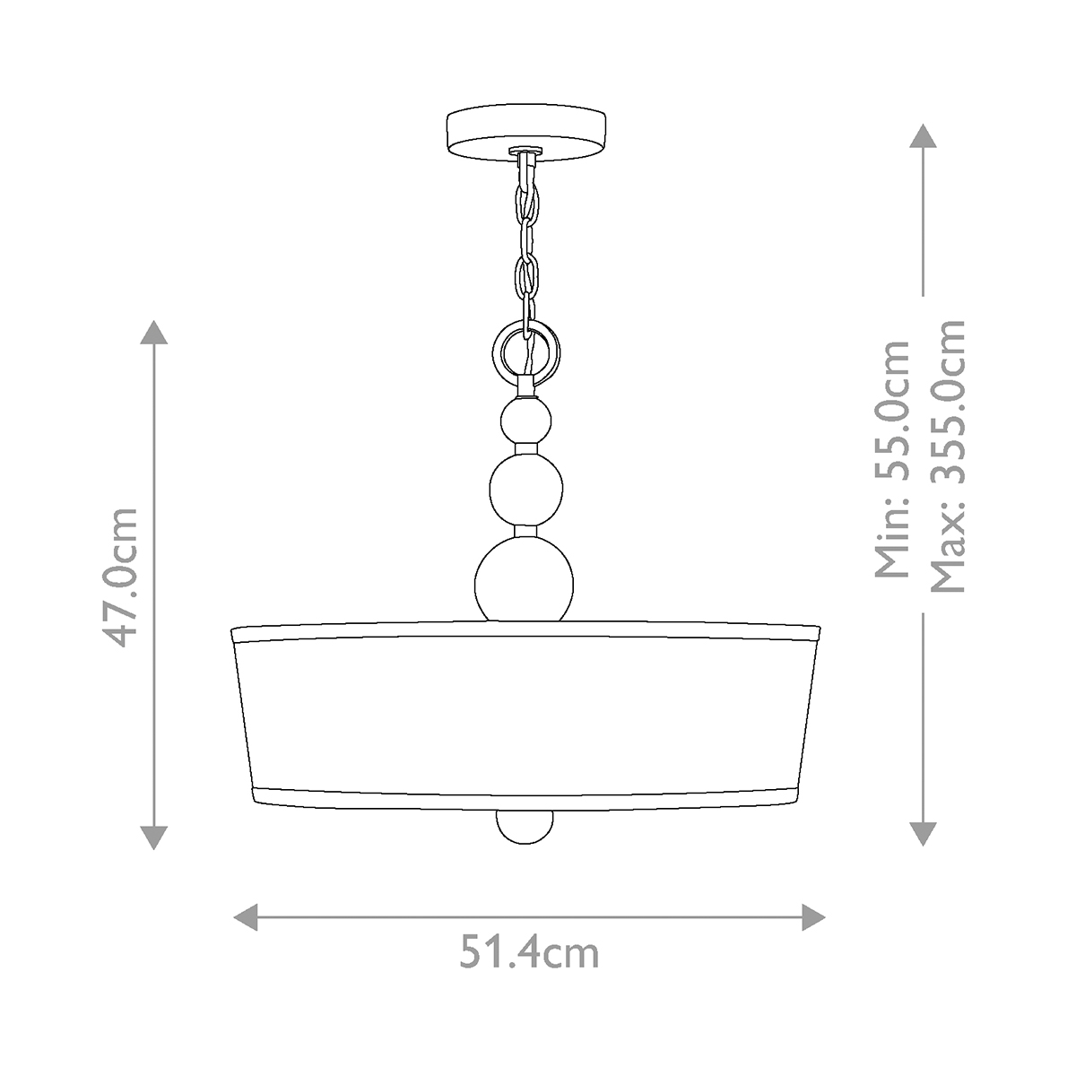 Люстра подвесная с белым тканевым цилиндрическим абажуром и декоративными шарами Hinkley в Новосибирске