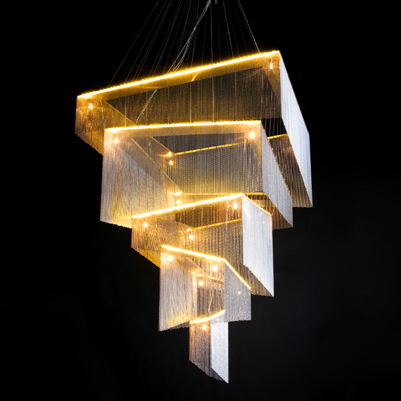 Люстра Золотые цепочки Willowlamp Geometric Storm Gold Золотой в Новосибирске | Loft Concept 