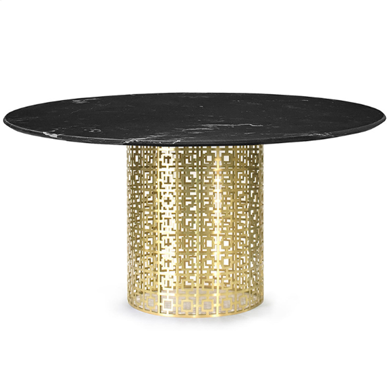 Обеденный стол Jonathan Adler Nixon Dining Table Черная столешница мрамор Золотой Черный Мрамор Nero в Новосибирске | Loft Concept 