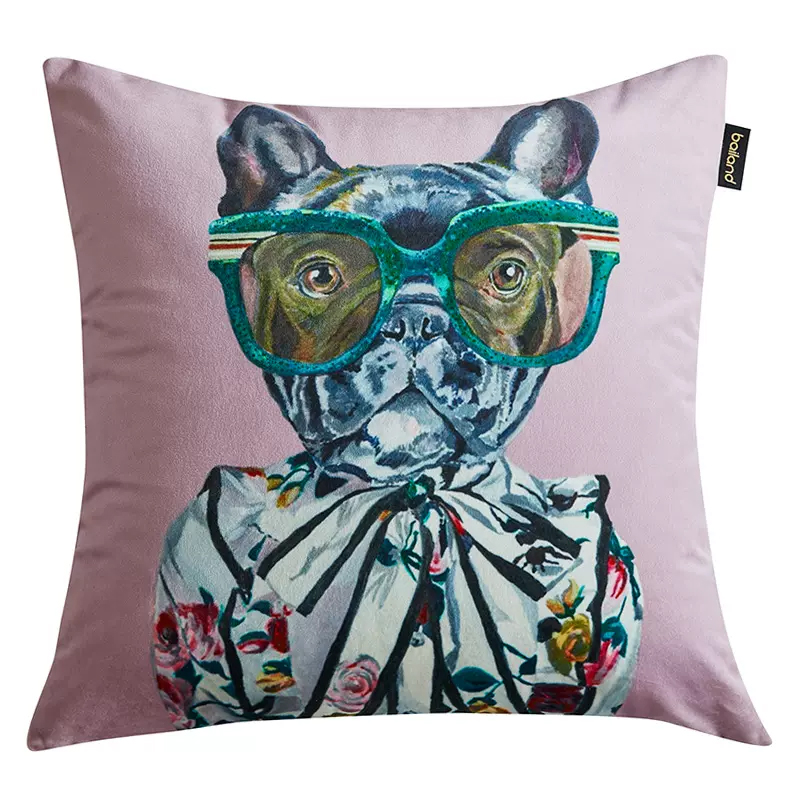 Декоративная подушка Стиль Gucci Dog Fashion Animals Cushion Lilac Мульти Сиреневый в Новосибирске | Loft Concept 