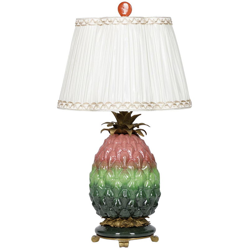 Настольная лампа с абажуром Pineapple Pink Green Table Lamp Белый Розовый Зеленый Салатовый Бронза в Новосибирске | Loft Concept 