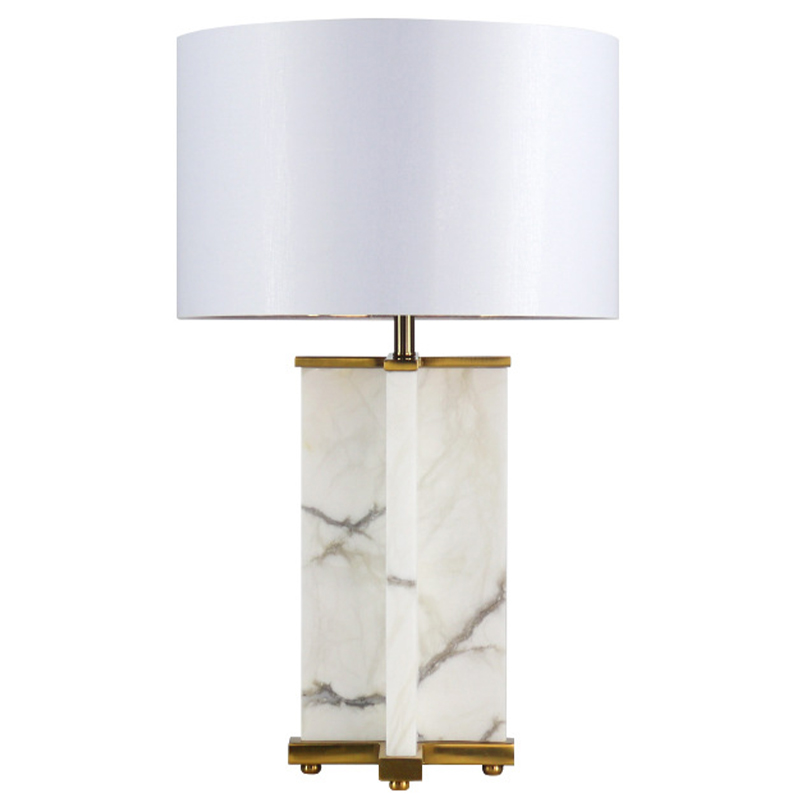 Настольная лампа Cecily Marble Table Lamp Белый Белый Мрамор Bianco Латунь в Новосибирске | Loft Concept 