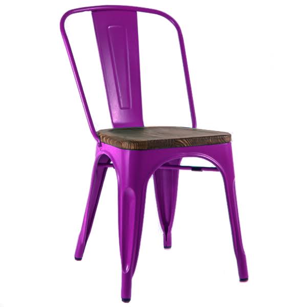 Кухонный стул Tolix Chair Wood Purple Пурпурный Пурпурный Коричневый в Новосибирске | Loft Concept 