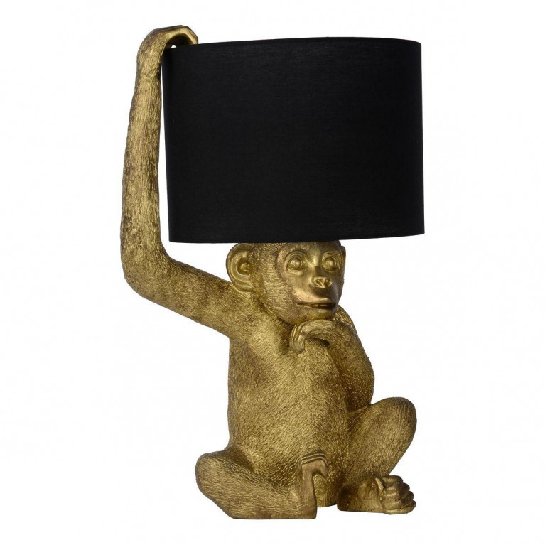 Настольная лампа с Золотой Обезьяной Monkey holding a lampshade Черный Золотой в Новосибирске | Loft Concept 