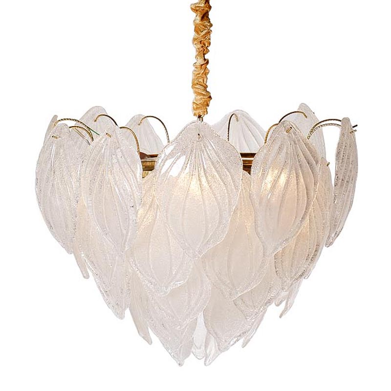 Люстра Textured Glass Chandelier Petal 8 Глянцевое золото в Новосибирске | Loft Concept 