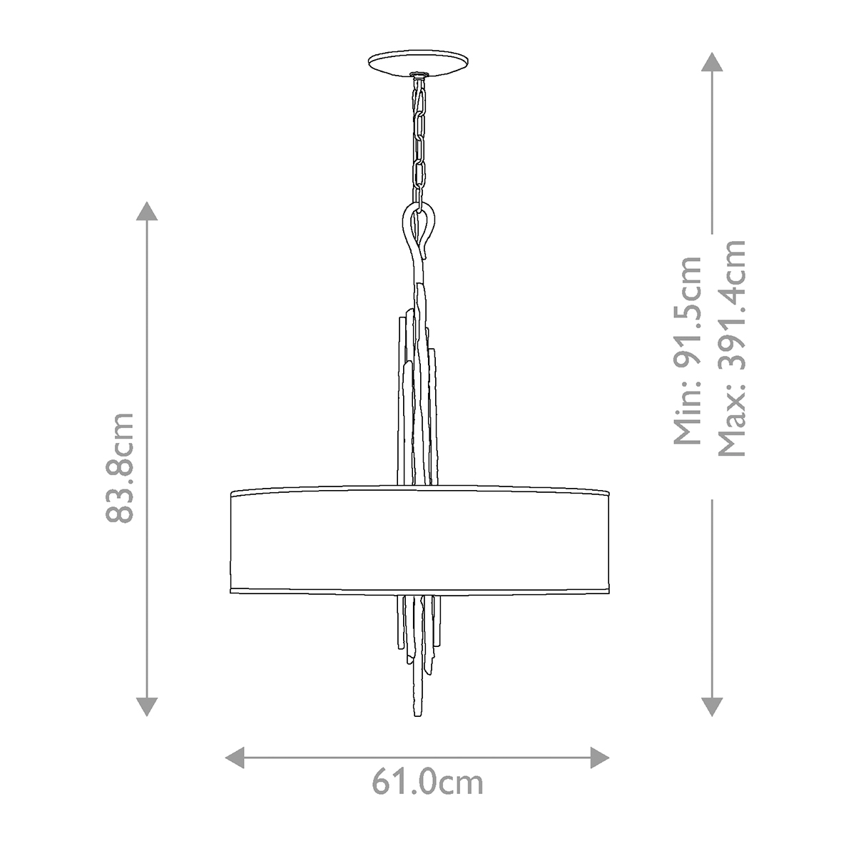 Люстра подвесная с широким белым текстильным абажуром и вертикальными декоративными элементами Hinkley в Новосибирске