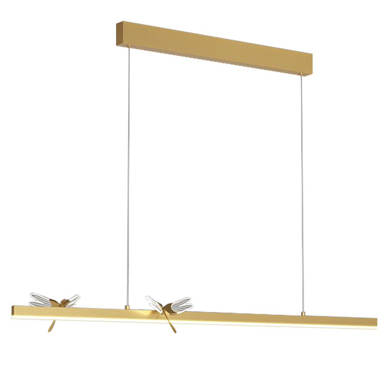 Линейный светильник со стрекозами Dragonfly Linear Chandelier Gold Золотой Прозрачный в Новосибирске | Loft Concept 