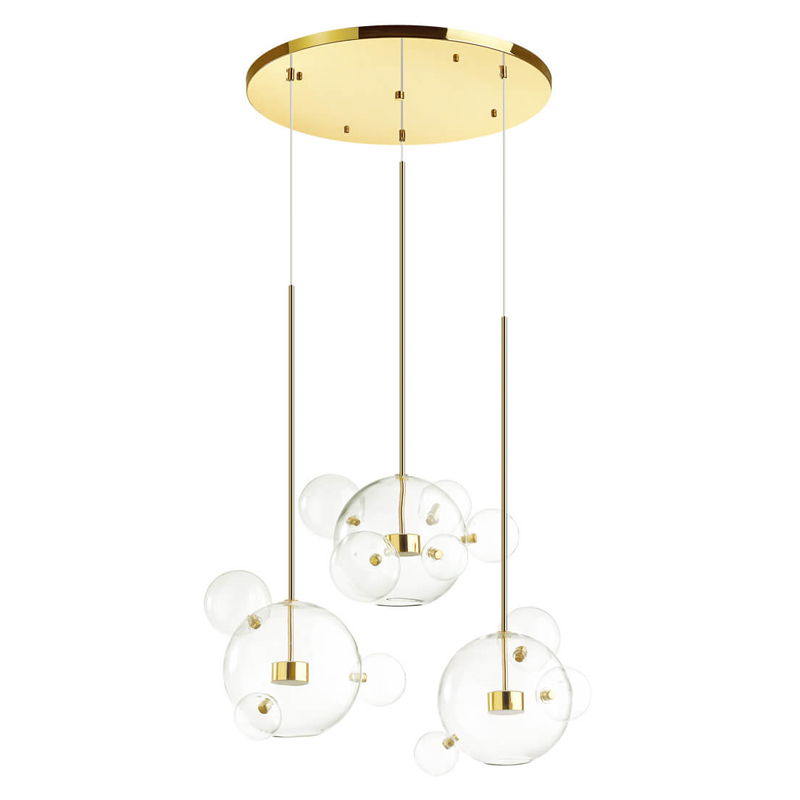 Люстра Transparent Bubble Chandelier Gold Circle Глянцевое золото Прозрачный в Новосибирске | Loft Concept 