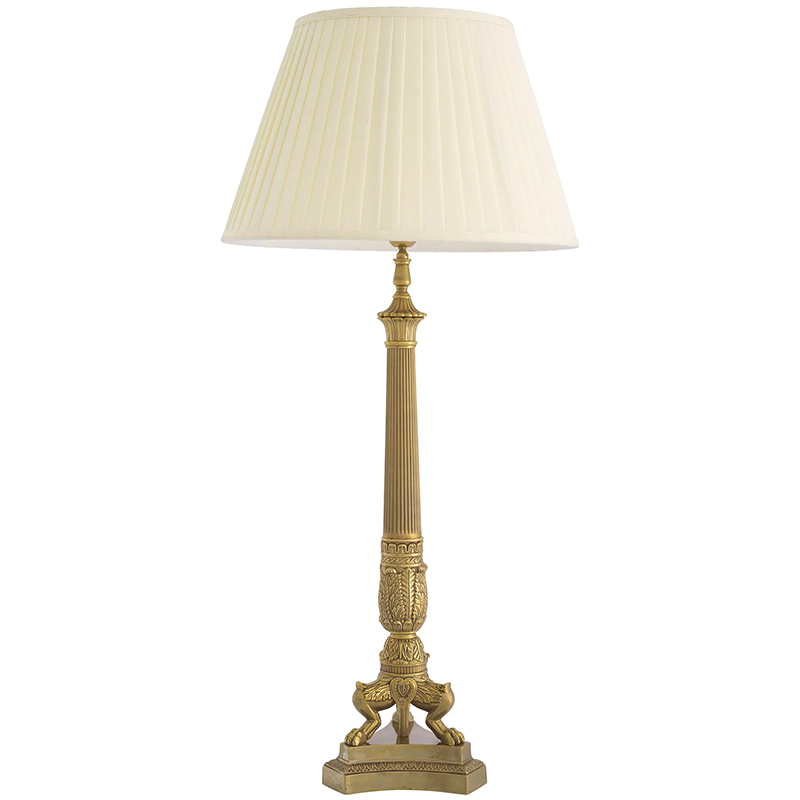 Настольная лампа Eichholtz Table Lamp Marchand Brass Латунь Винтажная латунь Кремовый в Новосибирске | Loft Concept 