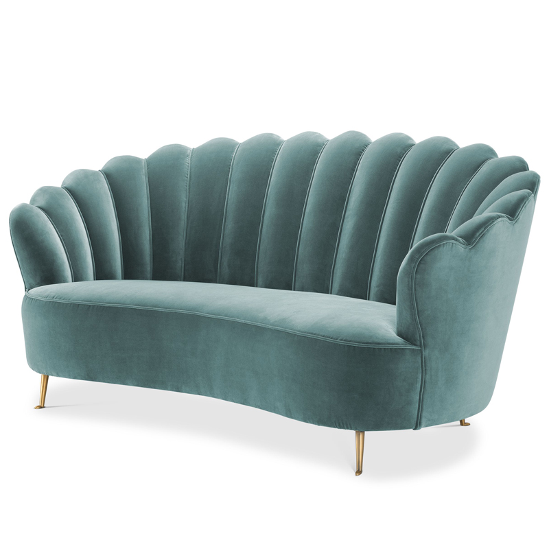 Диван Eichholtz Sofa Messina Turquoise Бирюзовый Латунь в Новосибирске | Loft Concept 