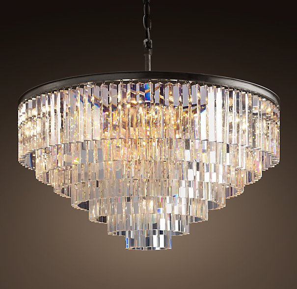 Люстра RH 1920s Odeon Clear Glass Fringe Chandelier - 80, 110 Черный в Новосибирске | Loft Concept 