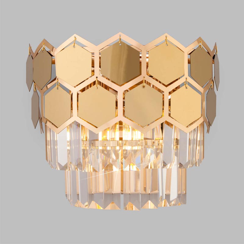 Бра Hanging Hexagon Moira Sconce gold Прозрачный (Transparent) Золотой в Новосибирске | Loft Concept 