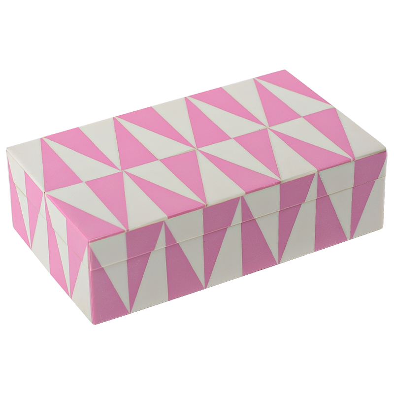 Шкатулка Pink Triangles Bone Inlay Box Розовый Белый в Новосибирске | Loft Concept 